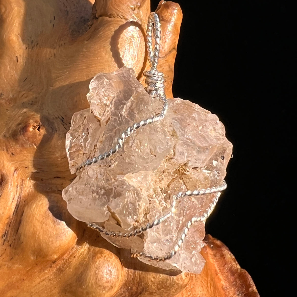 Pollucite Wire Pendant Sterling Silver #6793-Moldavite Life