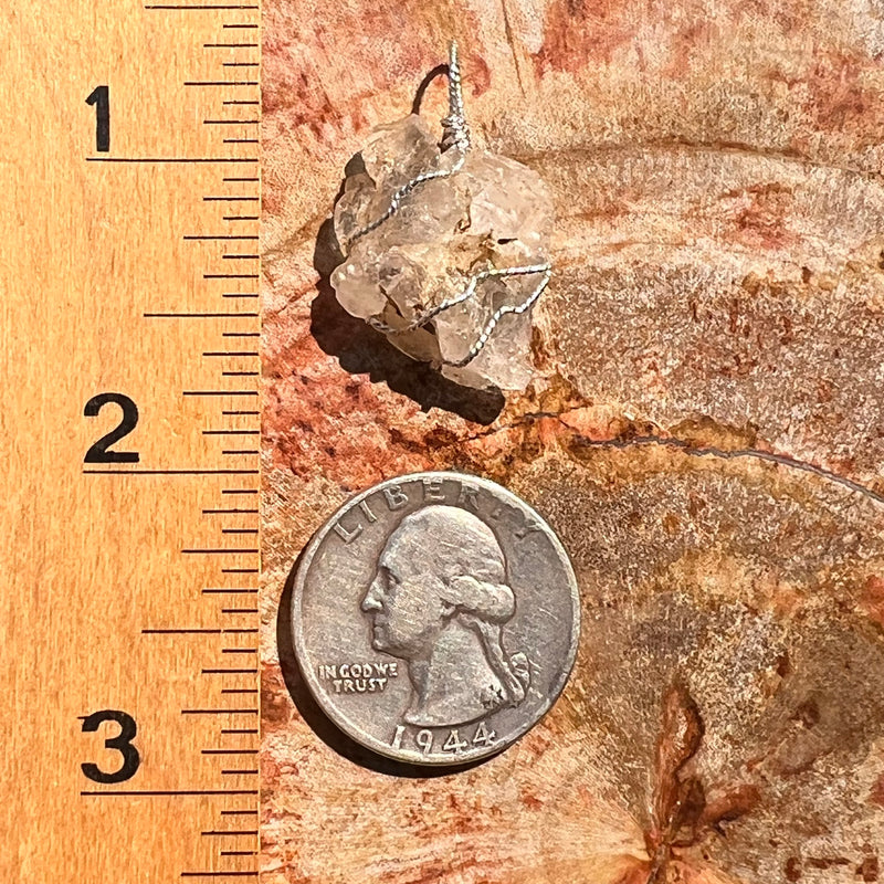 Pollucite Wire Pendant Sterling Silver #6793-Moldavite Life