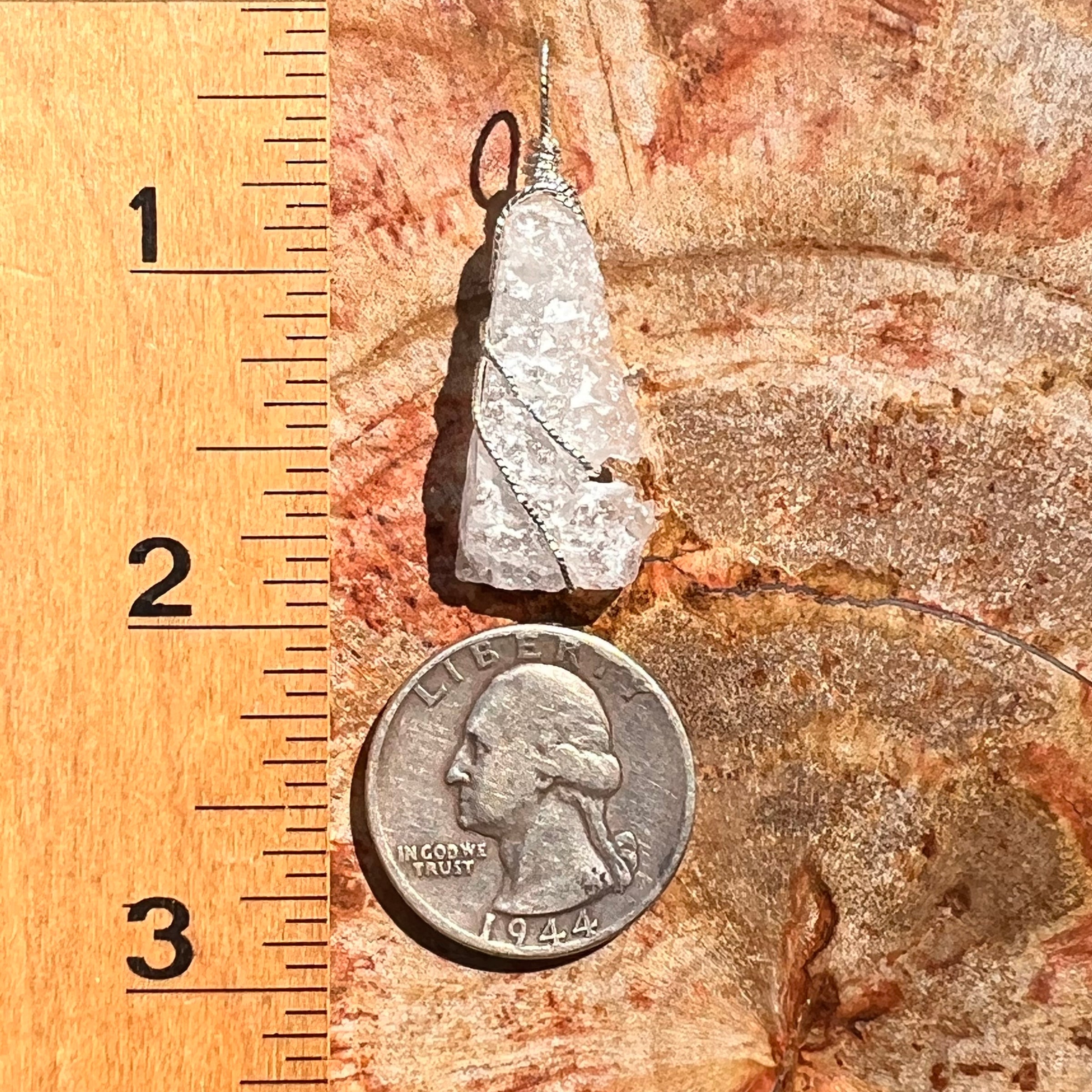 Pollucite Wire Pendant Sterling Silver #6794-Moldavite Life