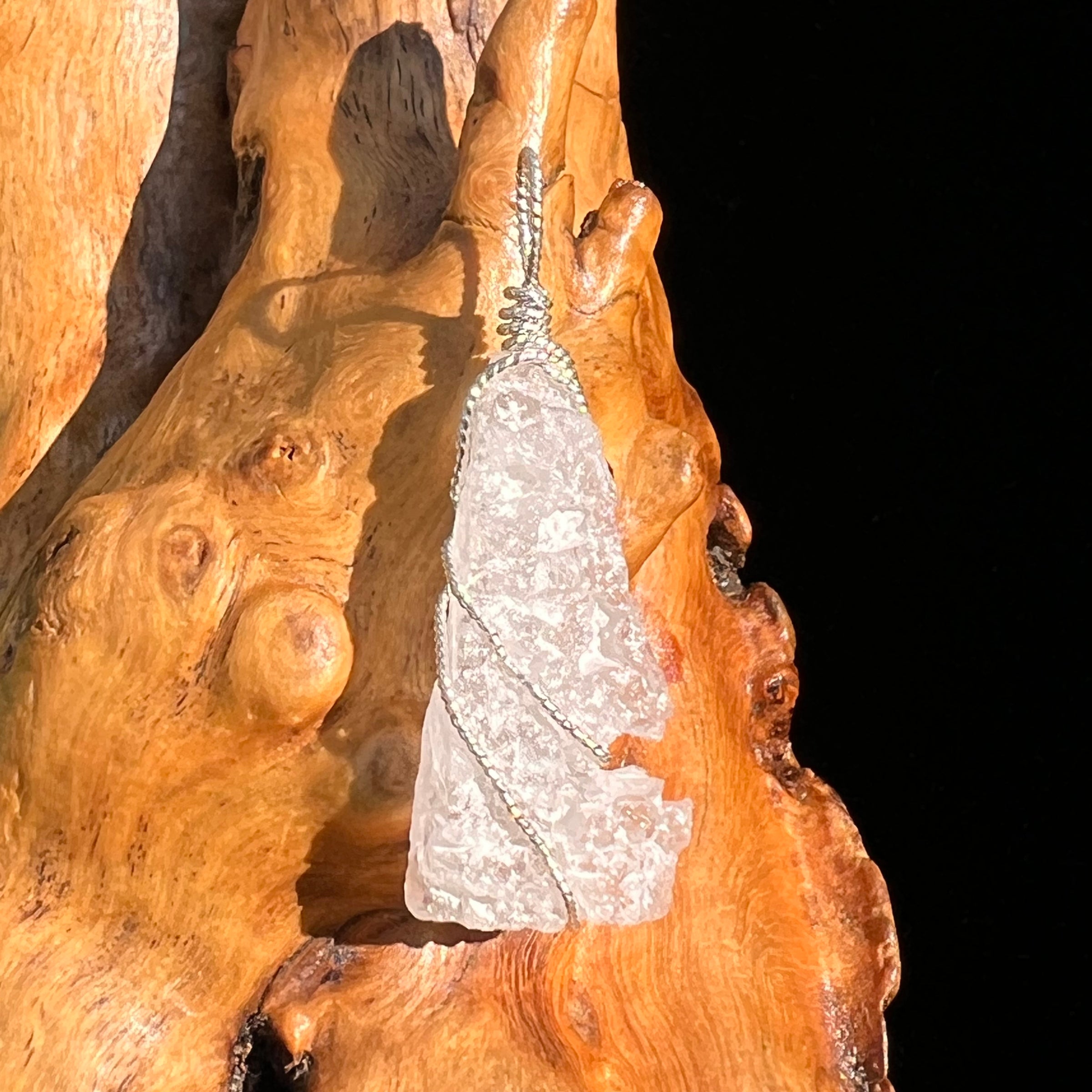 Pollucite Wire Pendant Sterling Silver #6794-Moldavite Life