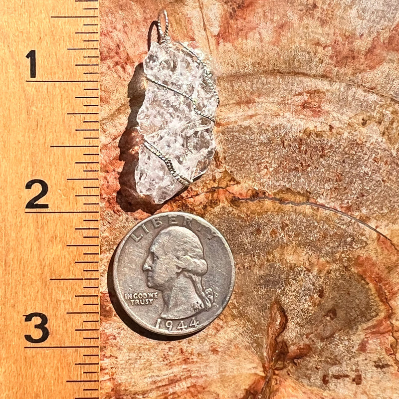 Pollucite Wire Pendant Sterling Silver #6795-Moldavite Life