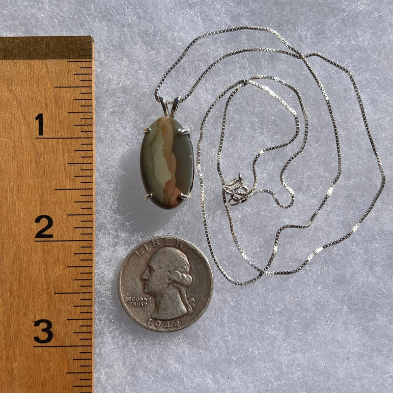 Polychrome Jasper Pendant Sterling Silver #3448-Moldavite Life