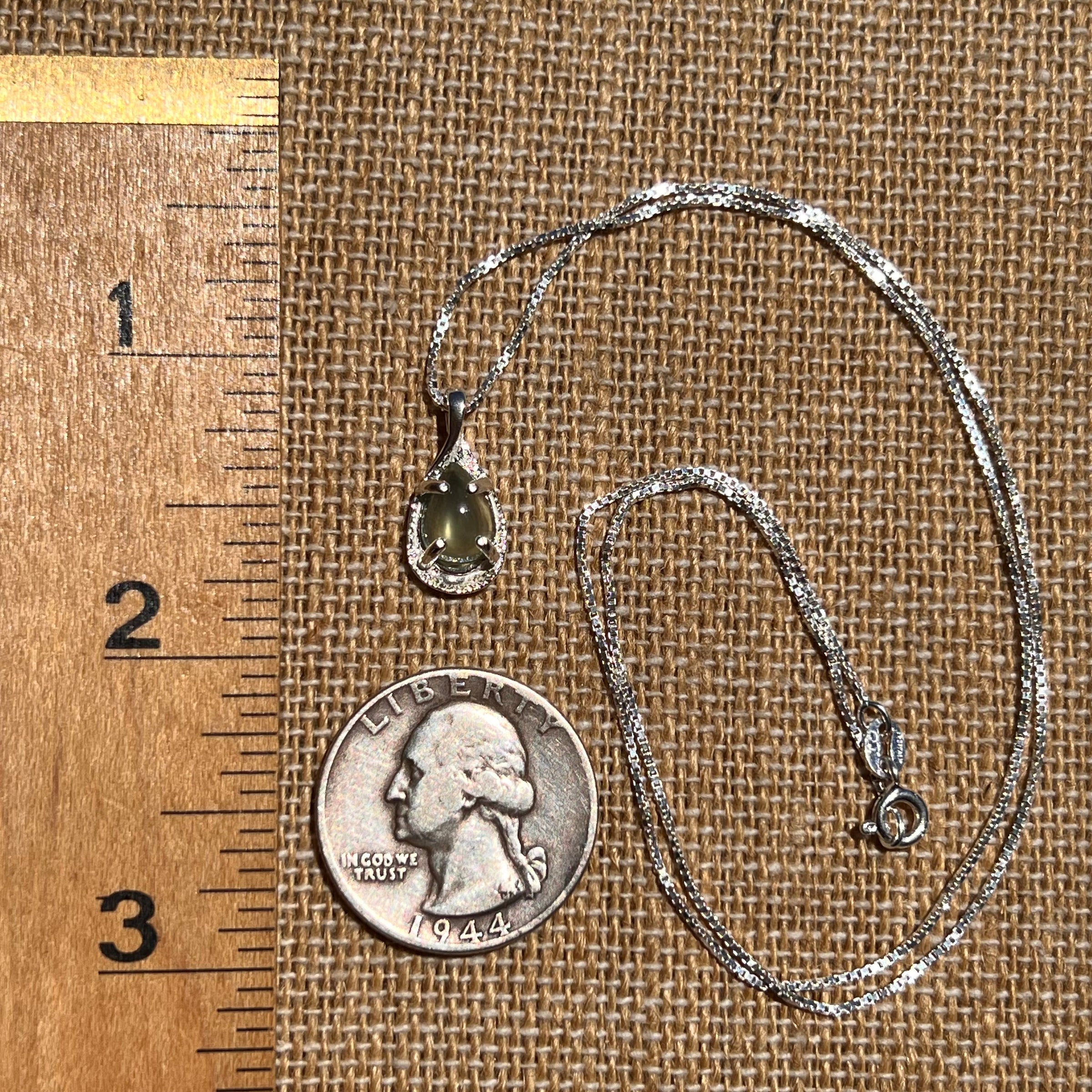 Prehnite Drop Pendant Sterling Silver #6729-Moldavite Life