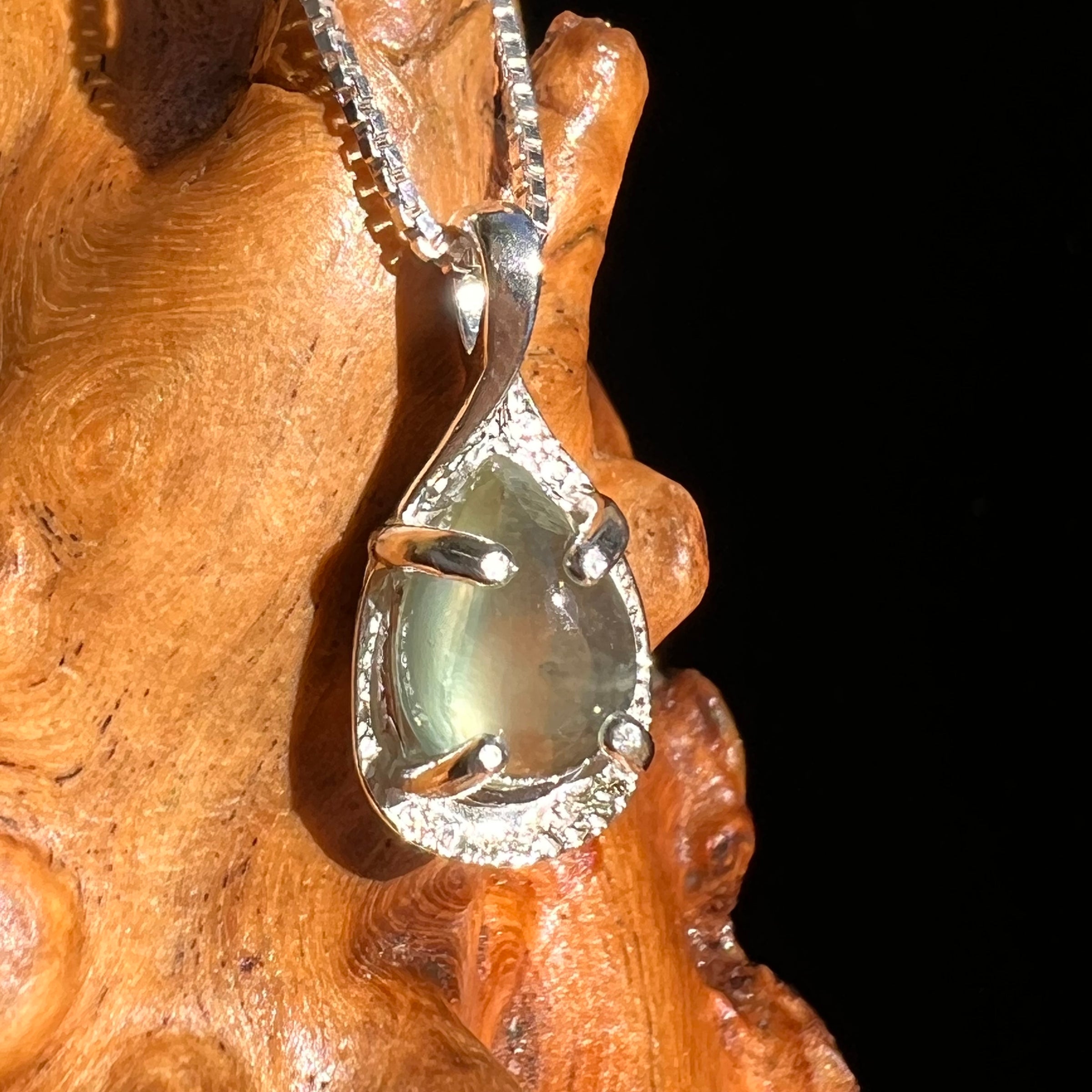 Prehnite Drop Pendant Sterling Silver #6729-Moldavite Life