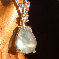 Prehnite & Moldavite Pendant Sterling Silver #6727-Moldavite Life