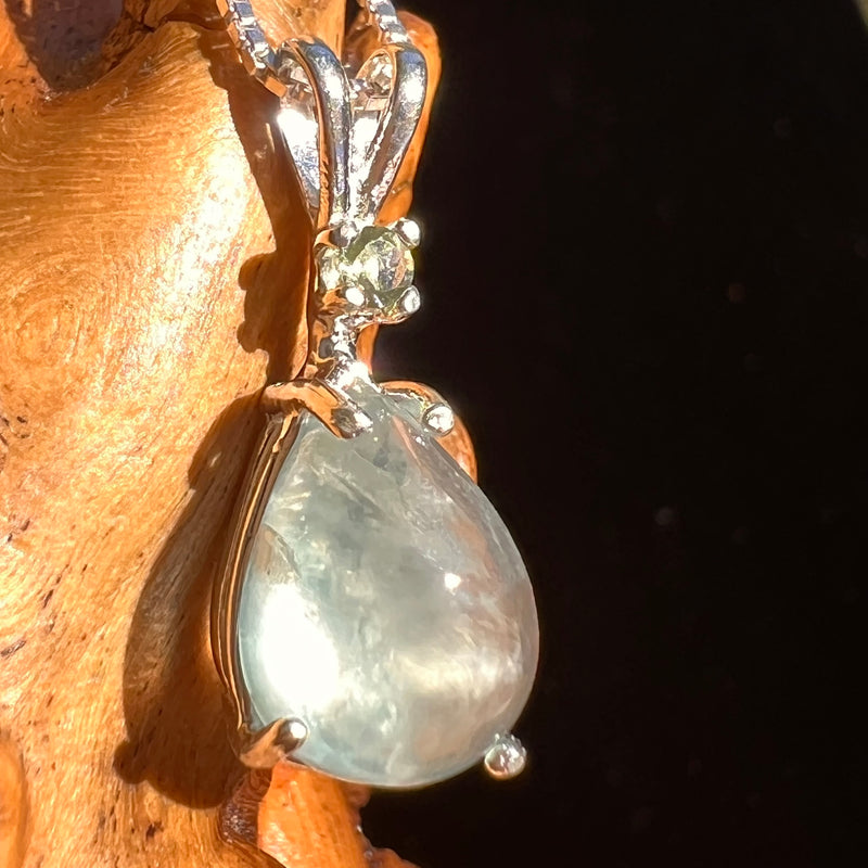 Prehnite & Moldavite Pendant Sterling Silver #6727-Moldavite Life