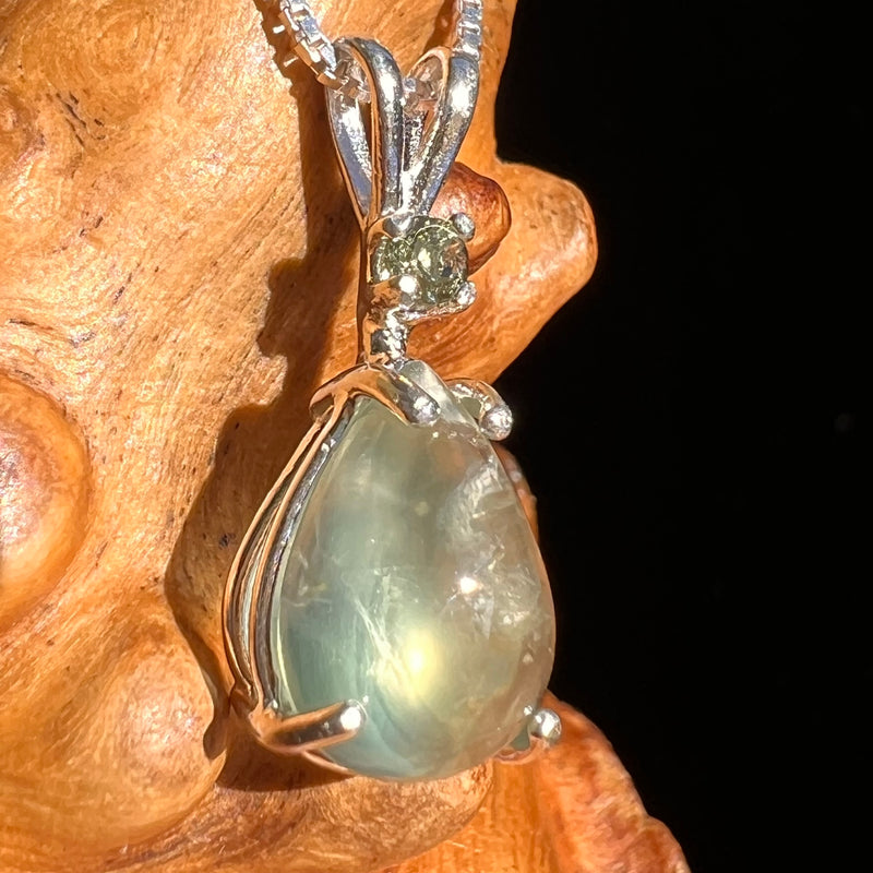Prehnite & Moldavite Pendant Sterling Silver #6728-Moldavite Life