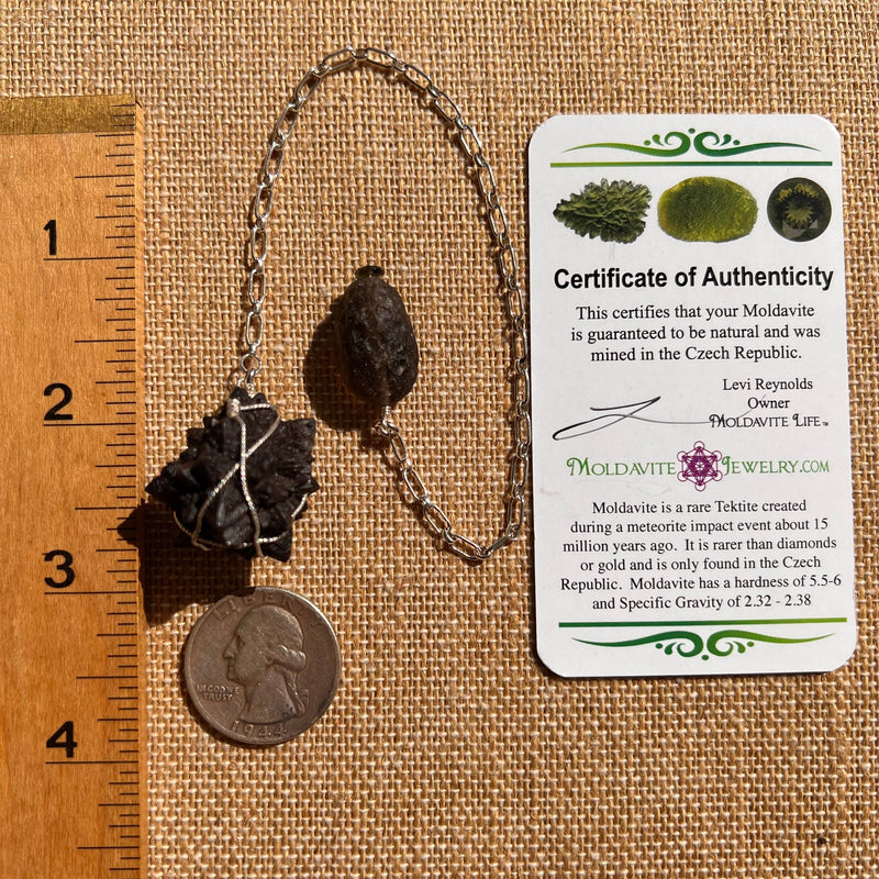 Propecy Stone, Colombianite, Moldavite Pendulum #1-Moldavite Life