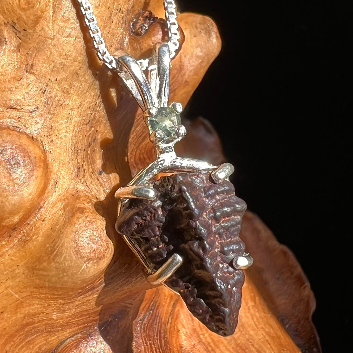 Prophecy Stone & Moldavite Necklace Silver #2644-Moldavite Life