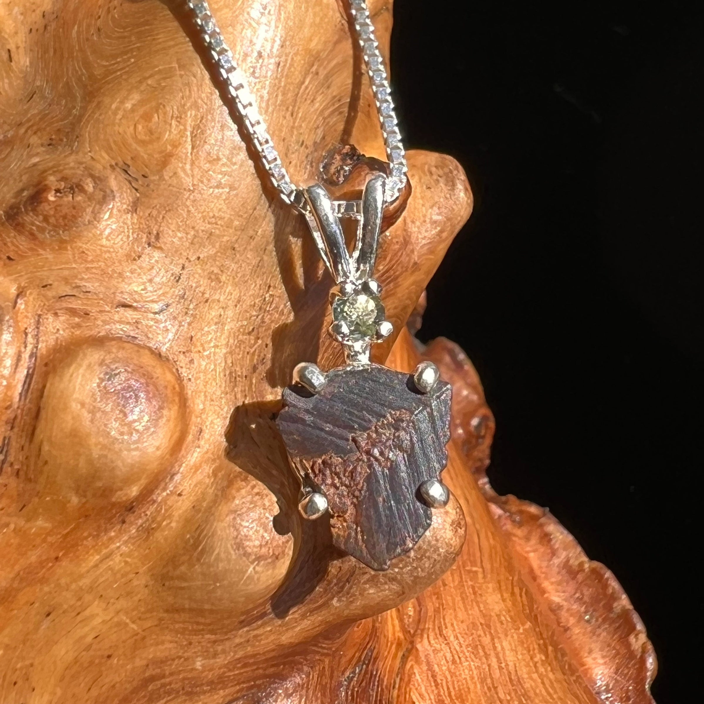 Prophecy Stone & Moldavite Necklace Silver #2645-Moldavite Life
