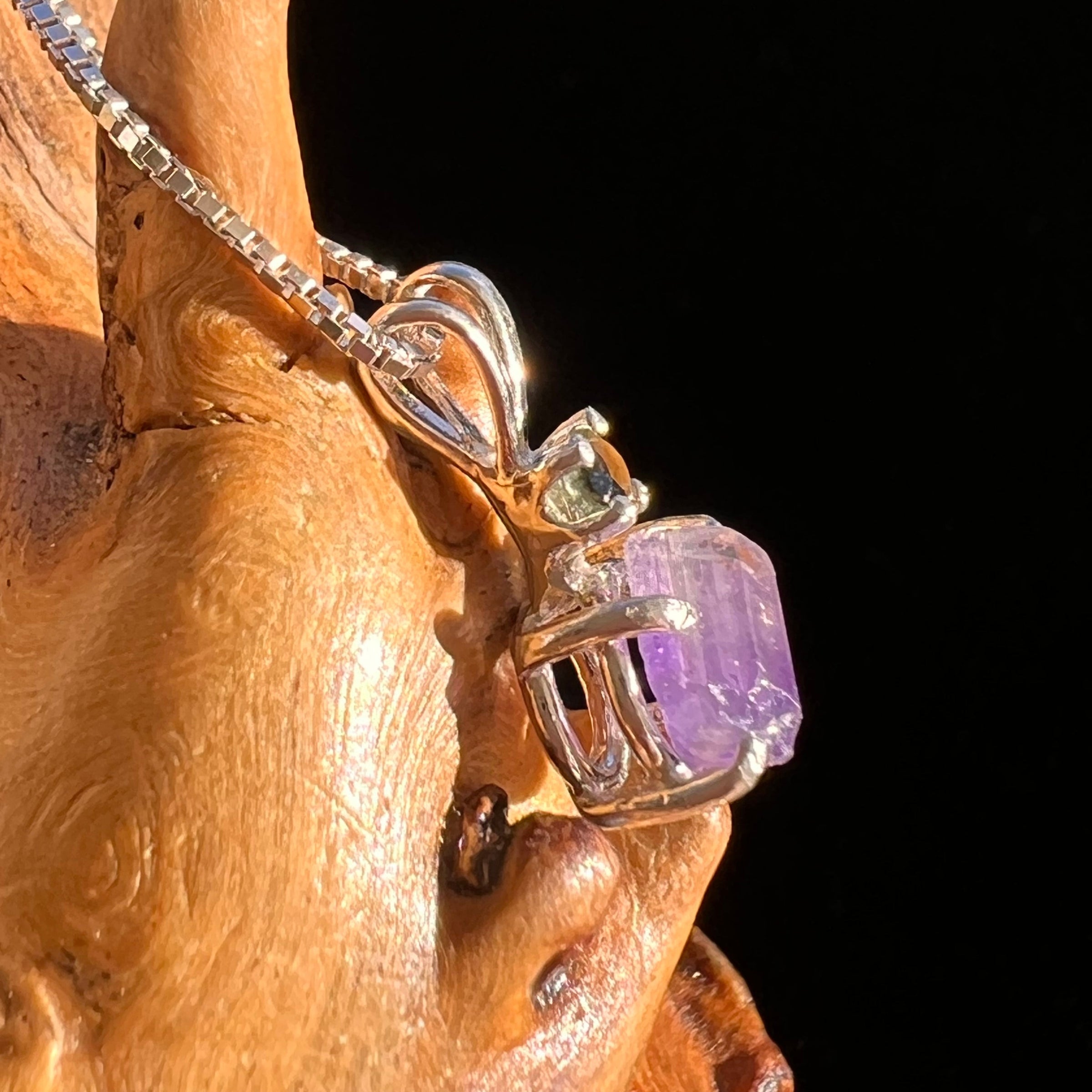 Purple Apatite & Moldavite Necklace Sterling #5990-Moldavite Life