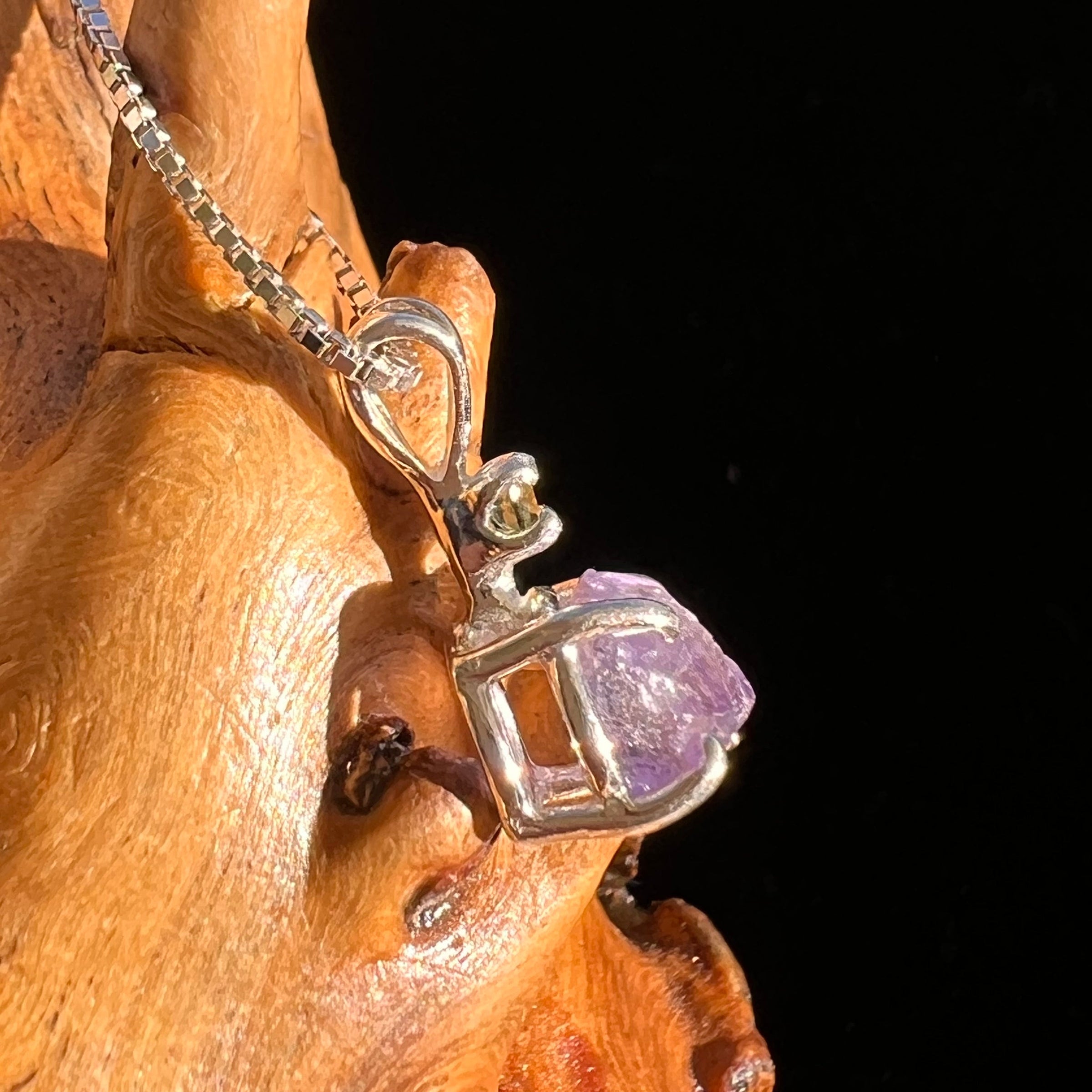Purple Apatite & Moldavite Necklace Sterling #5991-Moldavite Life