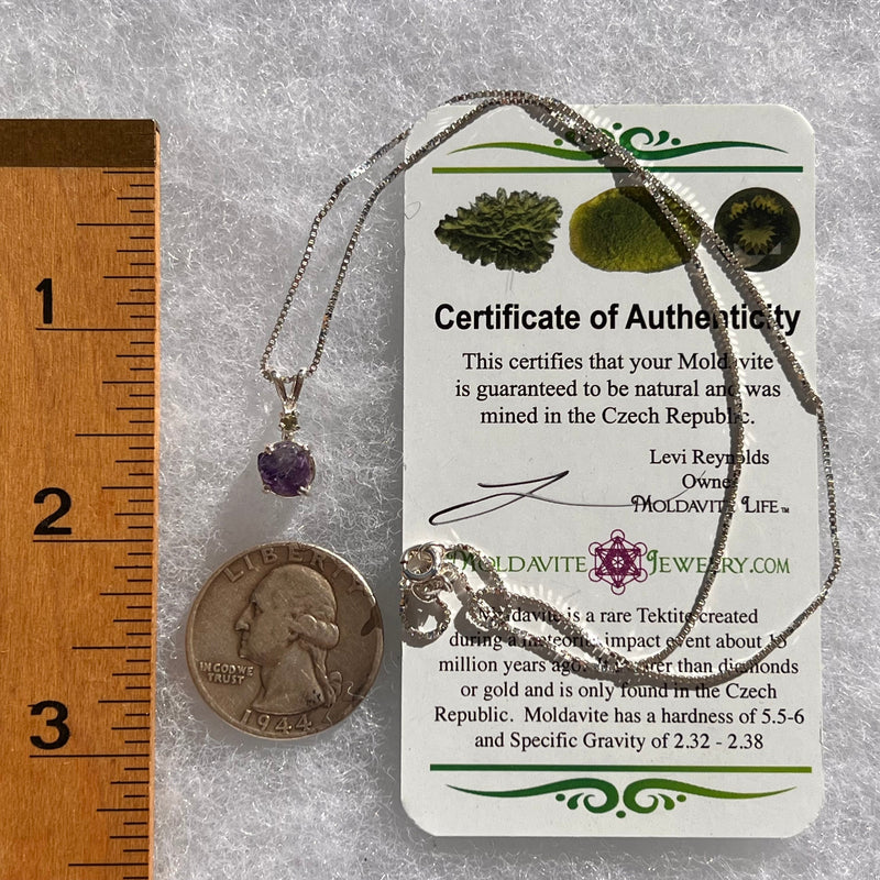 Purple Apatite & Moldavite Necklace Sterling #5994-Moldavite Life