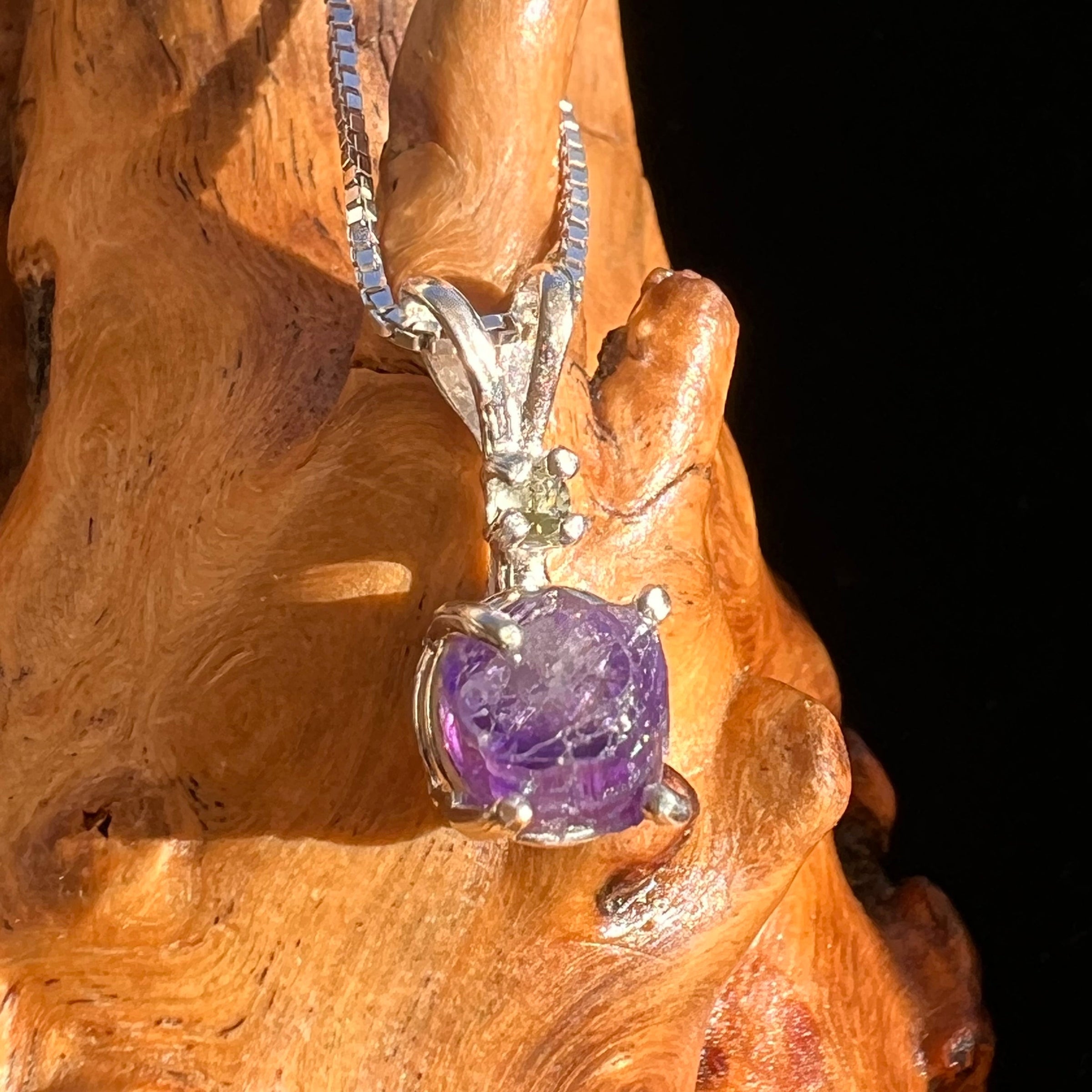Purple Apatite & Moldavite Necklace Sterling #5994-Moldavite Life