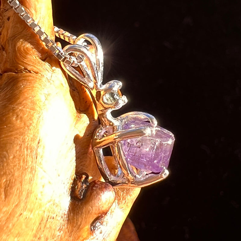 Purple Apatite & Moldavite Necklace Sterling #5995-Moldavite Life