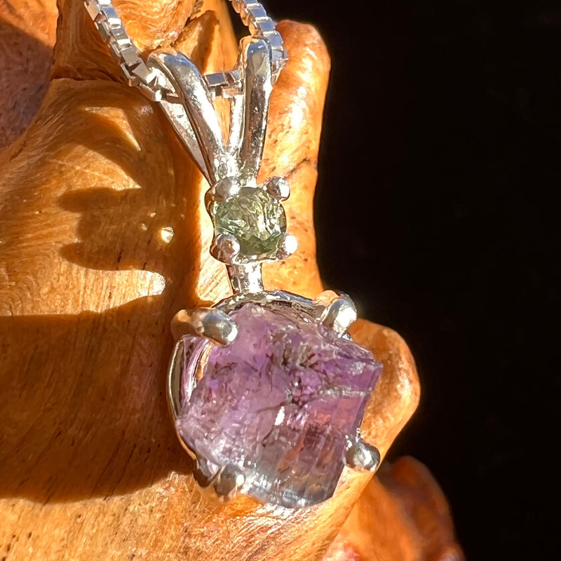 Purple Apatite & Moldavite Necklace Sterling #5996-Moldavite Life