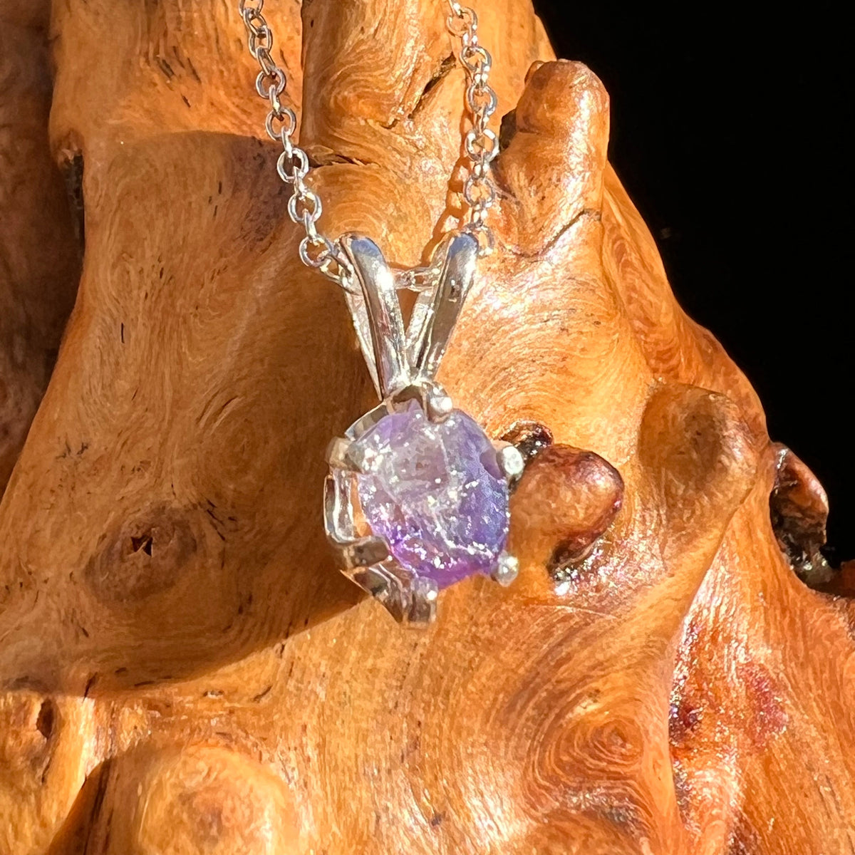 Purple Apatite Necklace Sterling Silver #5966-Moldavite Life