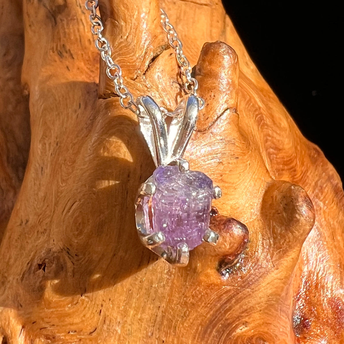 Purple Apatite Necklace Sterling Silver #5967-Moldavite Life