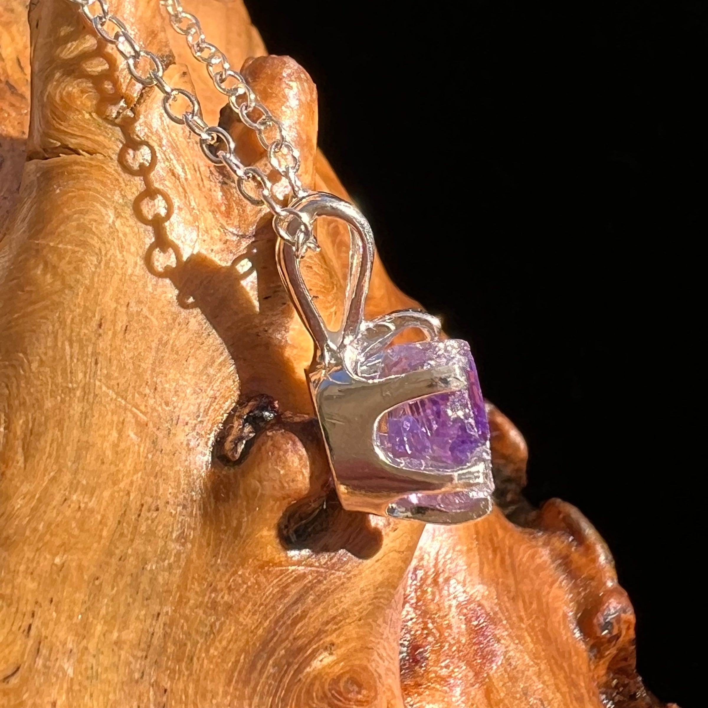 Purple Apatite Necklace Sterling Silver #5968-Moldavite Life
