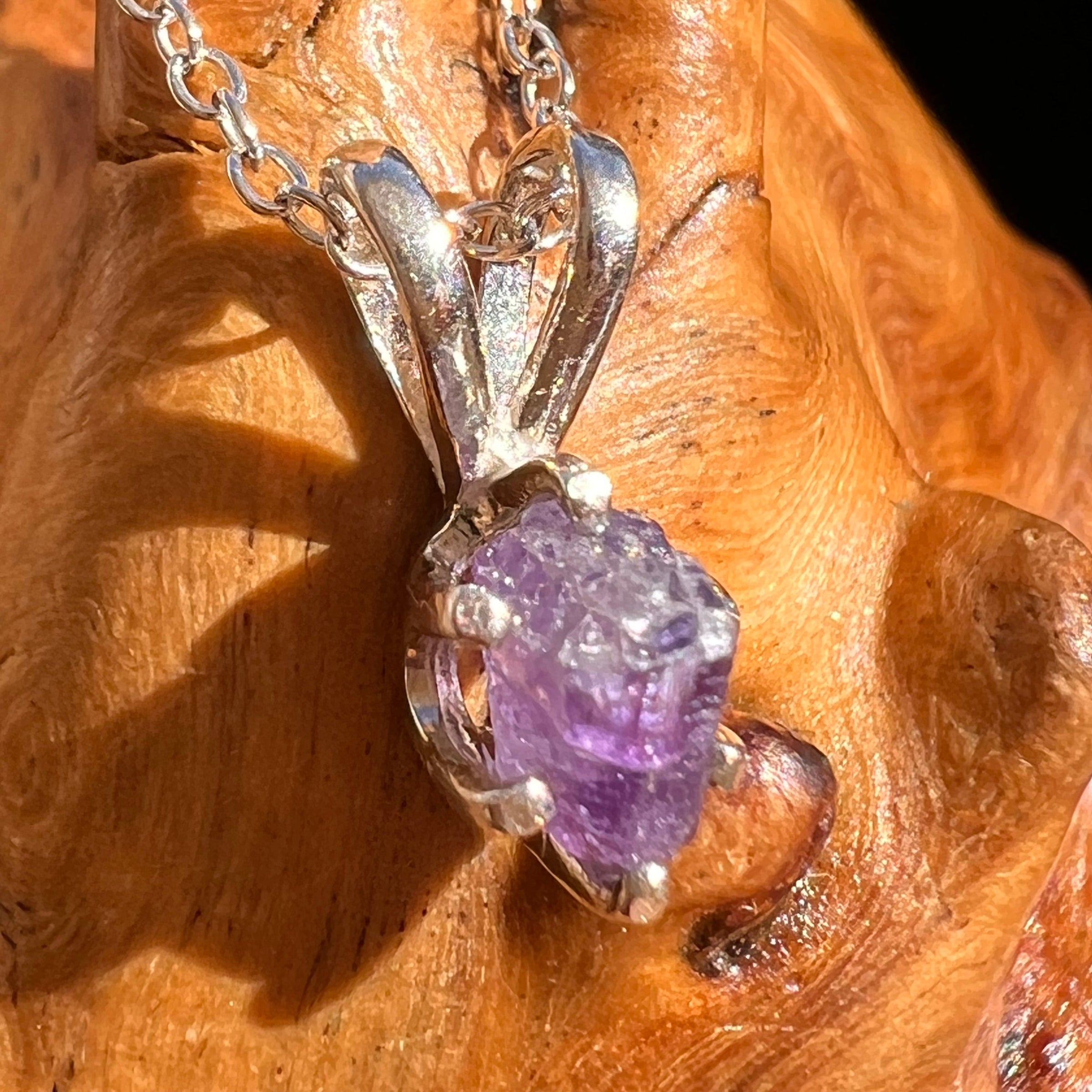 Purple Apatite Necklace Sterling Silver #5969-Moldavite Life
