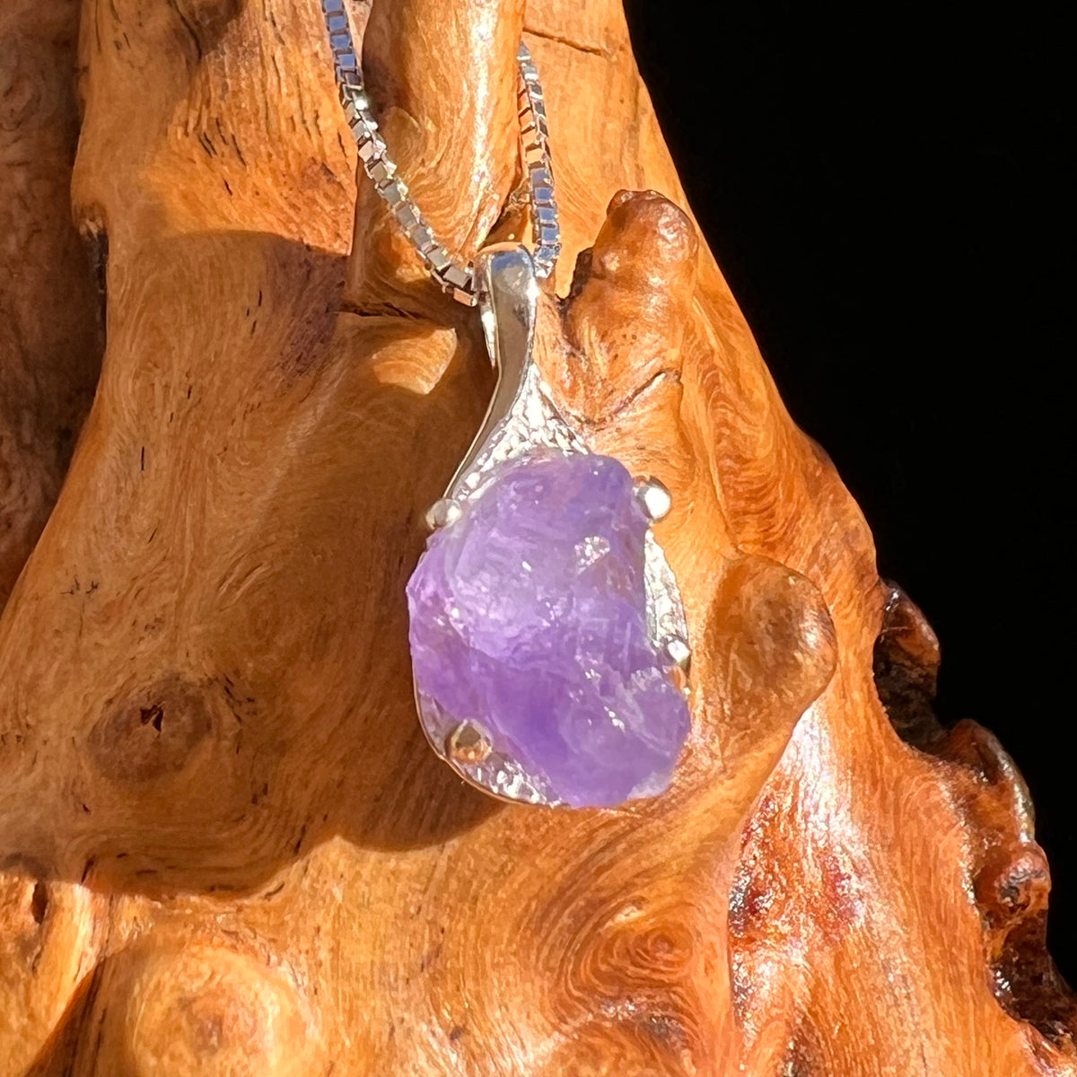 Purple Apatite Necklace Sterling Silver #5971-Moldavite Life