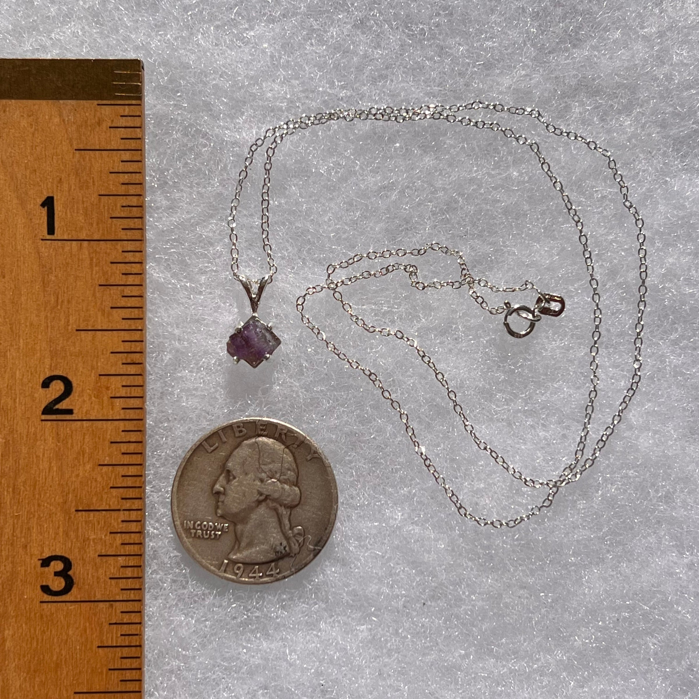 Purple Apatite Necklace Sterling Silver #5974-Moldavite Life
