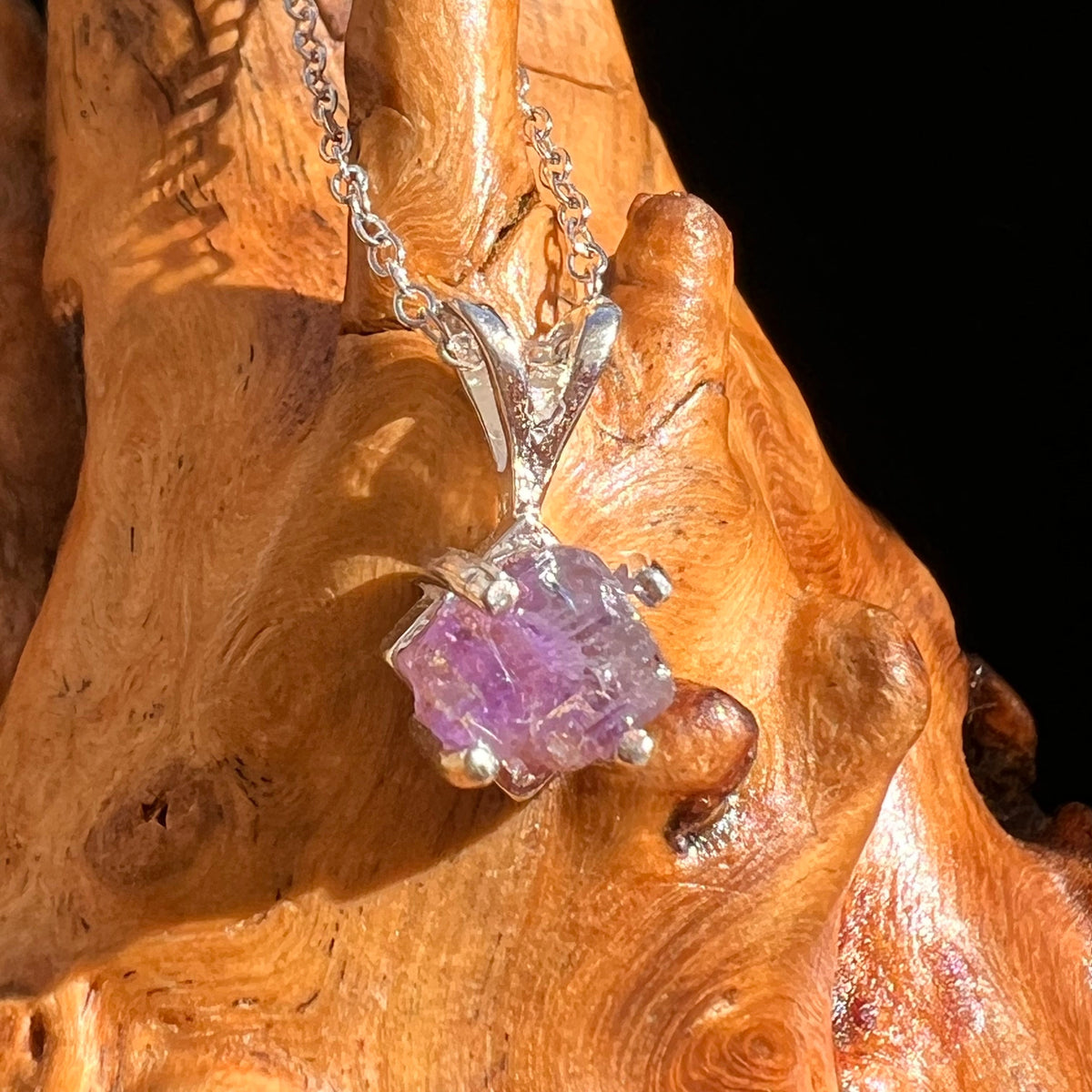 Purple Apatite Necklace Sterling Silver #5974-Moldavite Life