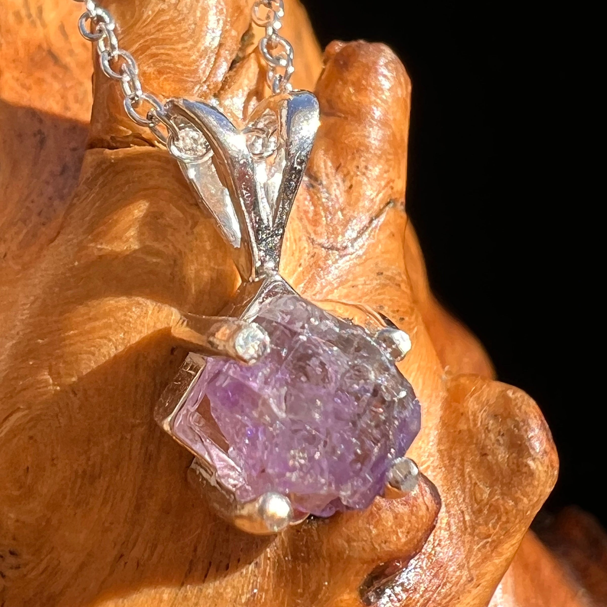 Purple Apatite Necklace Sterling Silver #5976-Moldavite Life