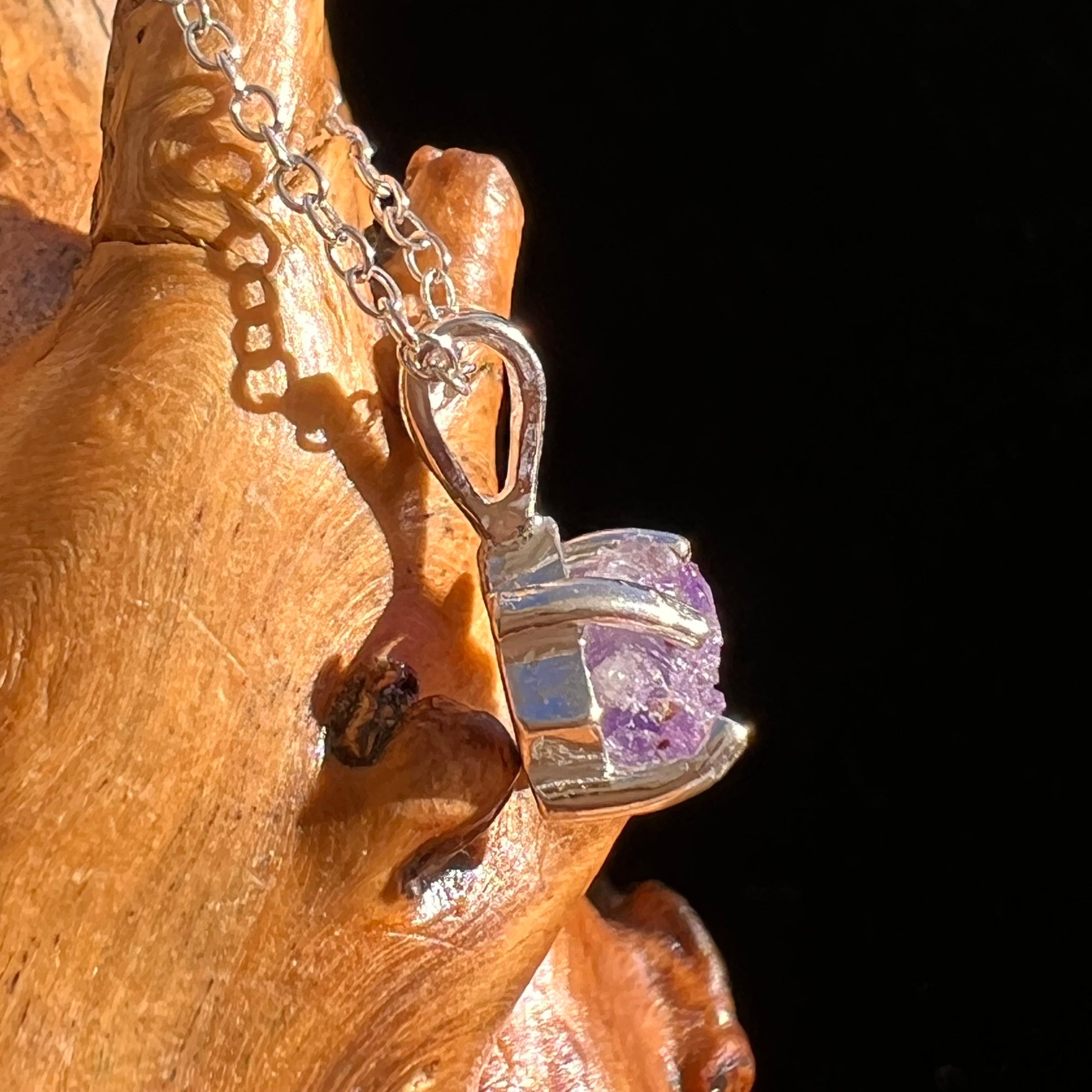 Purple Apatite Necklace Sterling Silver #5977-Moldavite Life