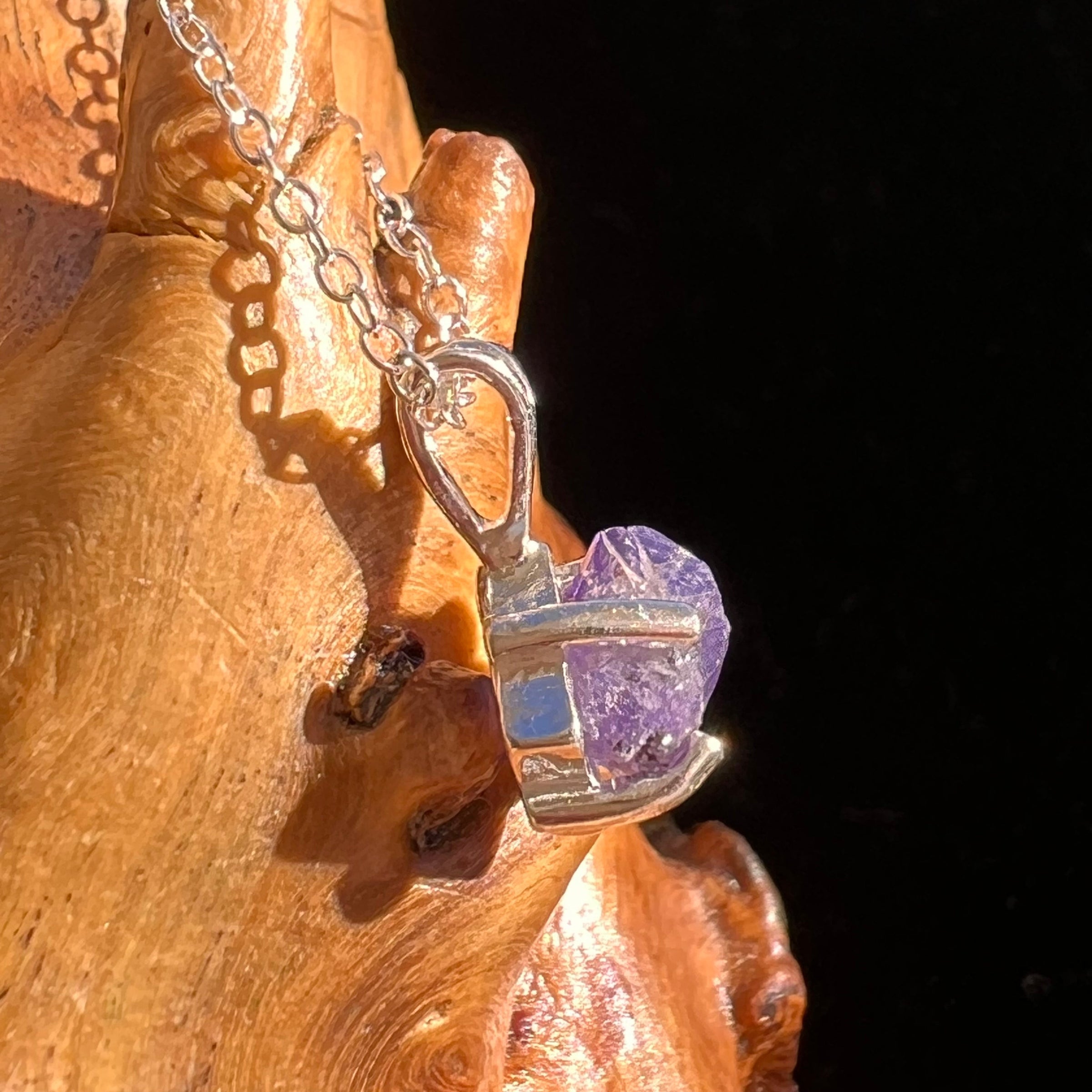 Purple Apatite Necklace Sterling Silver #5978-Moldavite Life