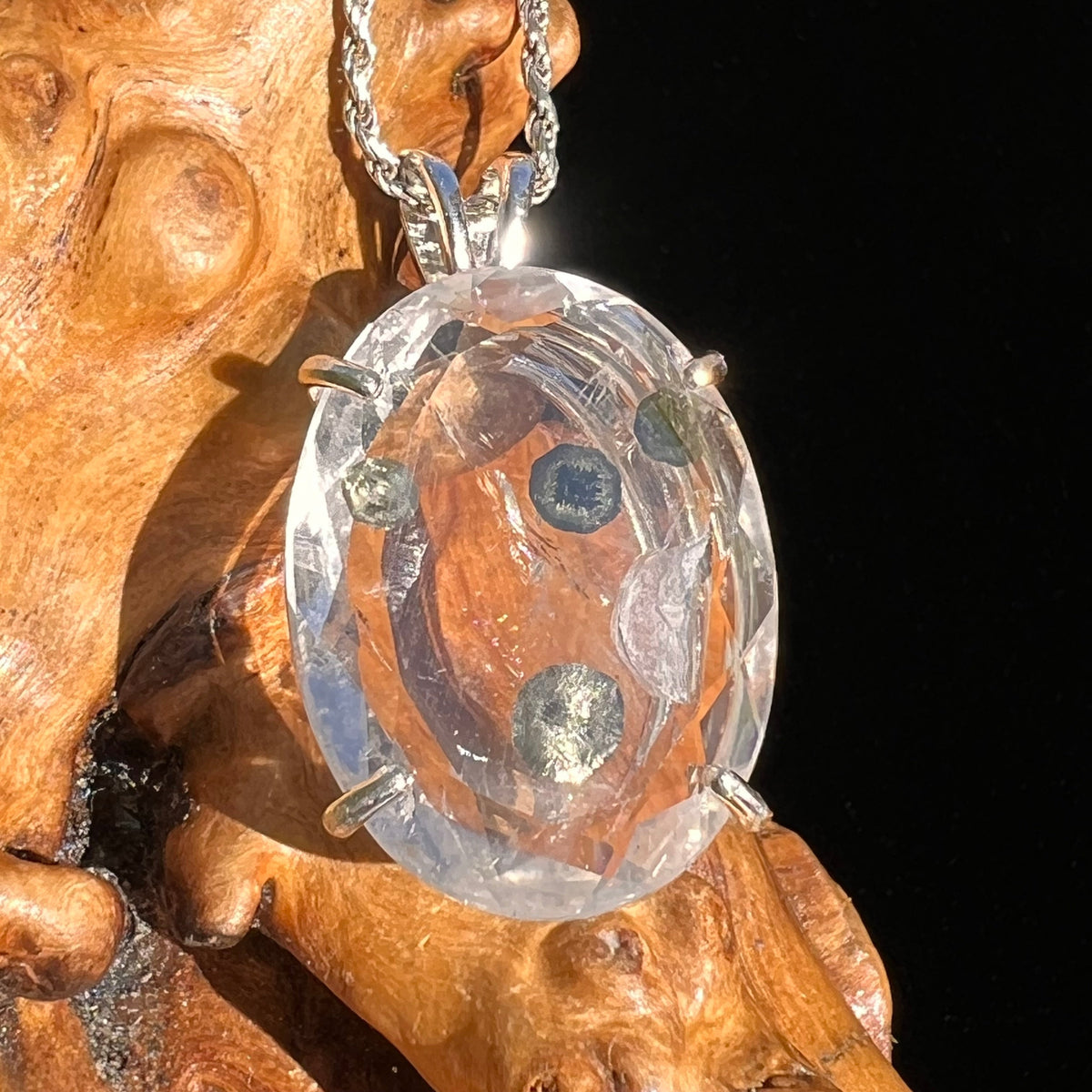 Pyrite in Quartz Pendant Sterling Silver #6218-Moldavite Life