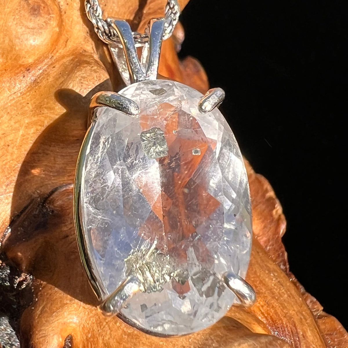 Pyrite in Quartz Pendant Sterling Silver #6220-Moldavite Life
