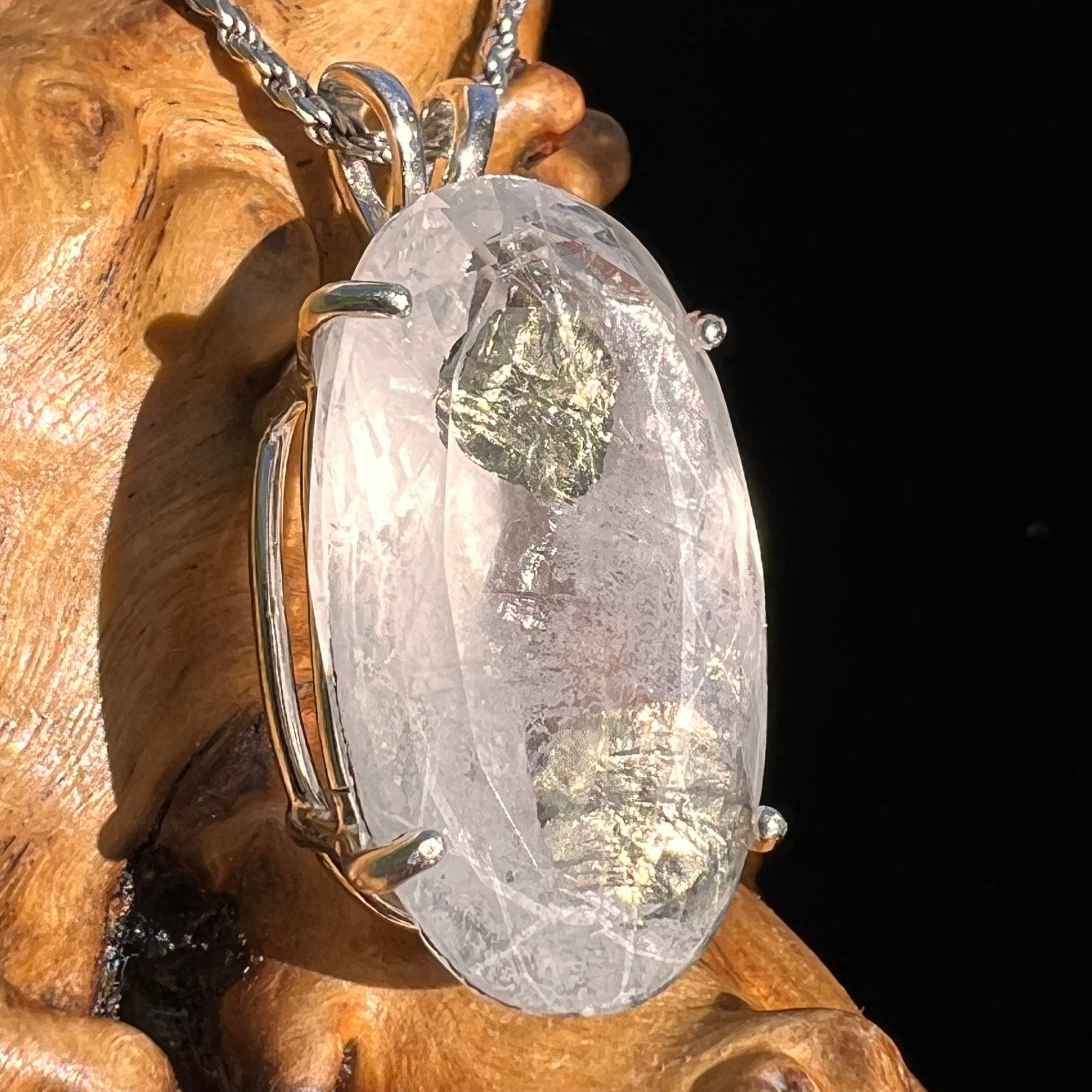 Pyrite in Quartz Pendant Sterling Silver #6221-Moldavite Life