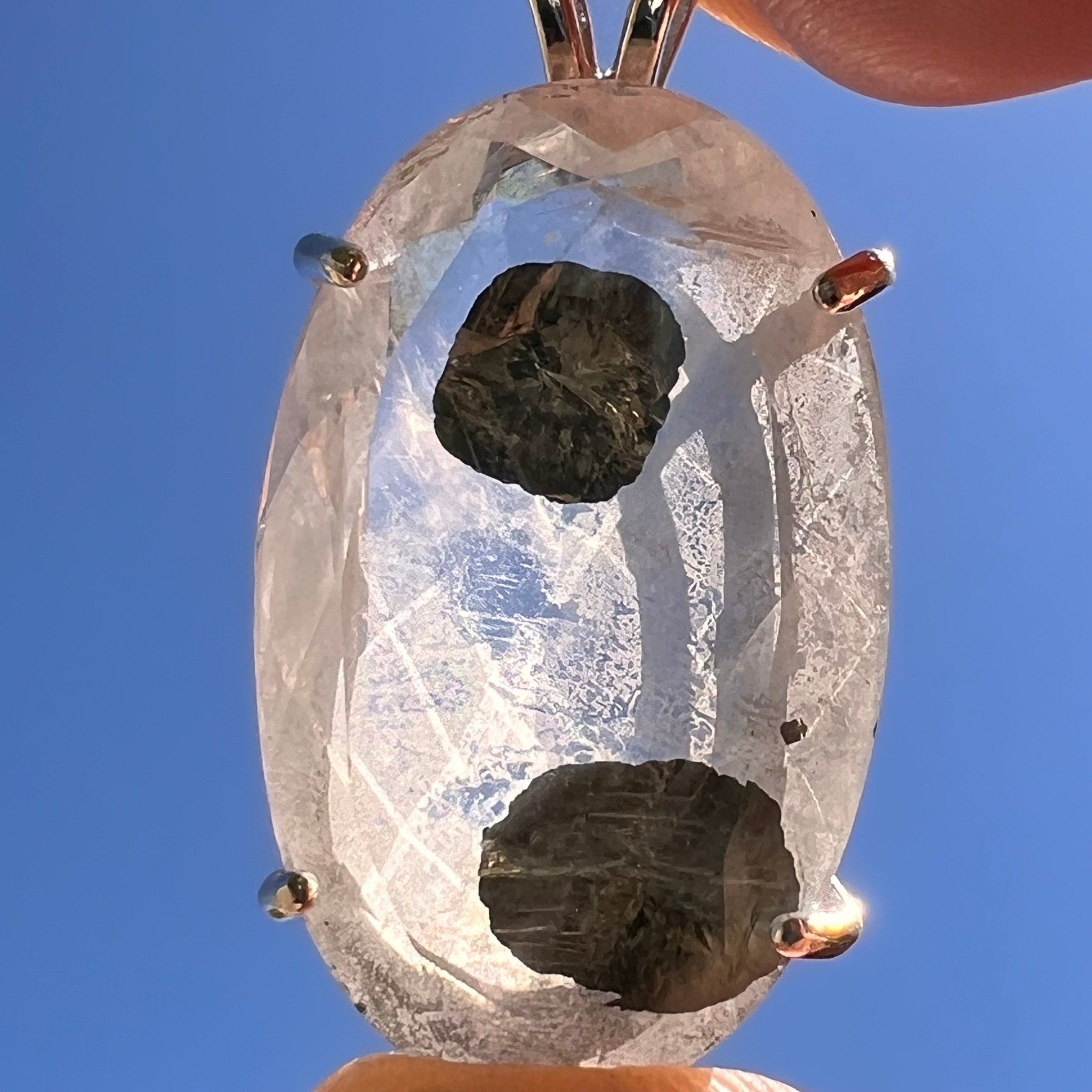 Pyrite in Quartz Pendant Sterling Silver #6221-Moldavite Life