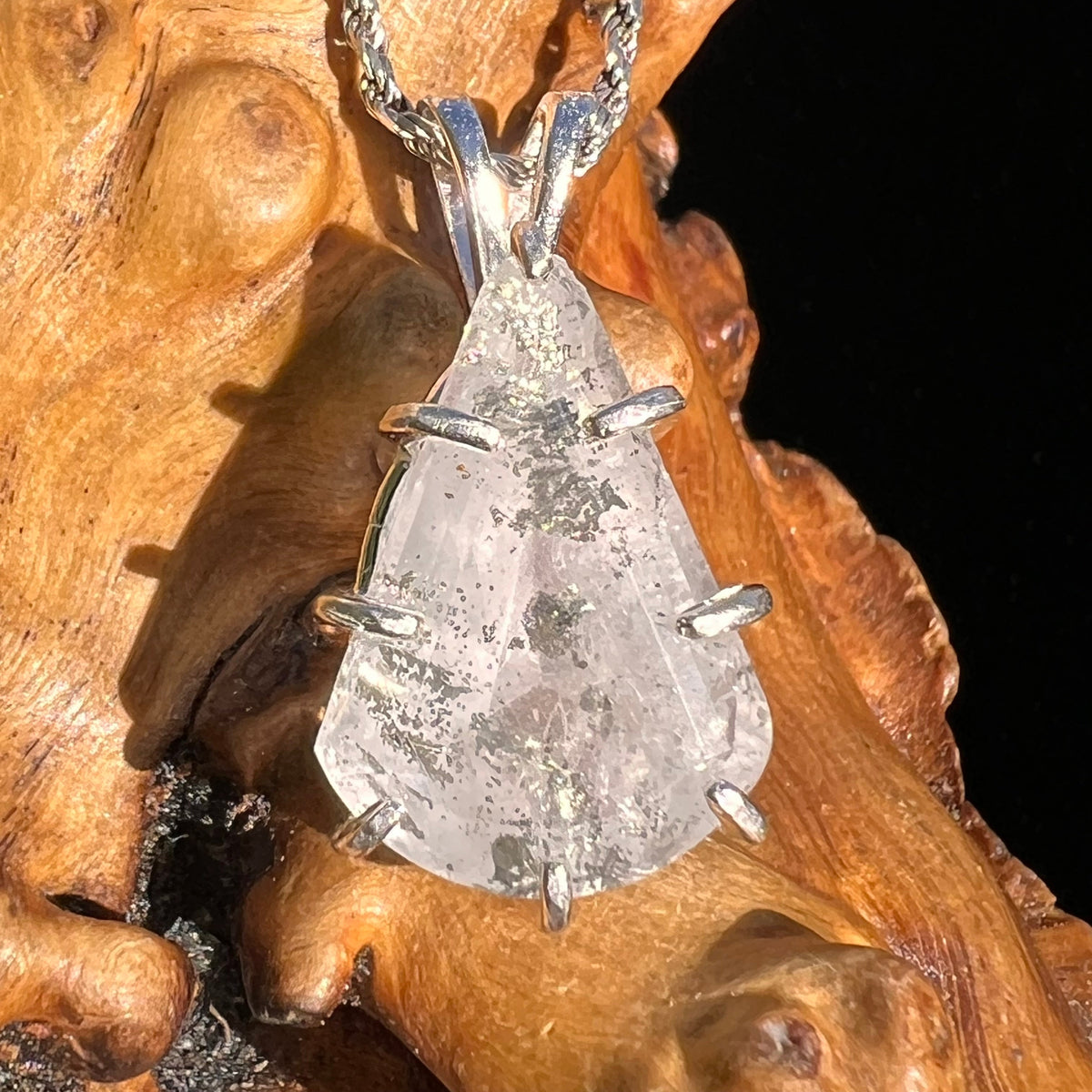 Pyrite in Quartz Pendant Sterling Silver #6222-Moldavite Life