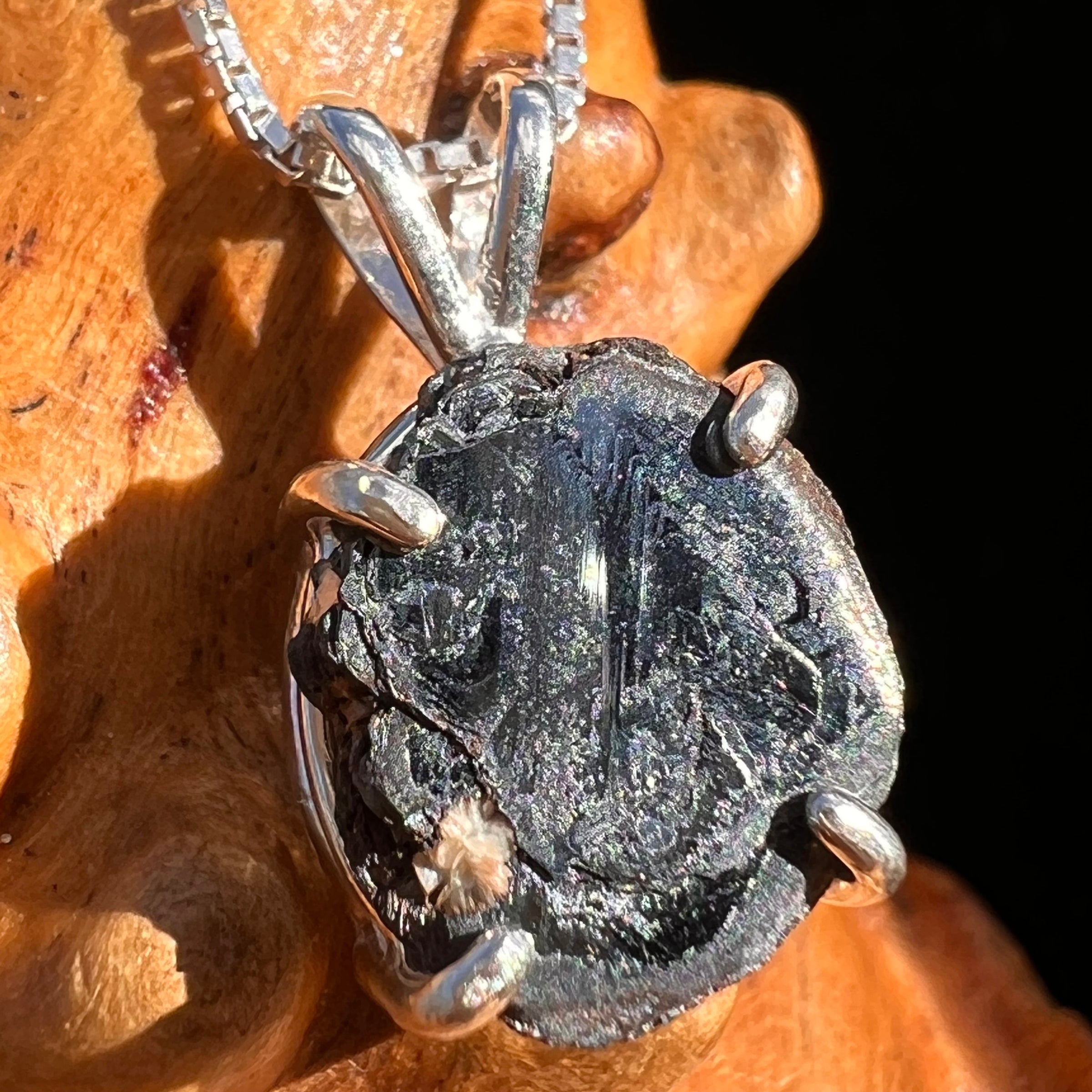 Rare Hematite Crystal Pendant Sterling Silver #7783-Moldavite Life