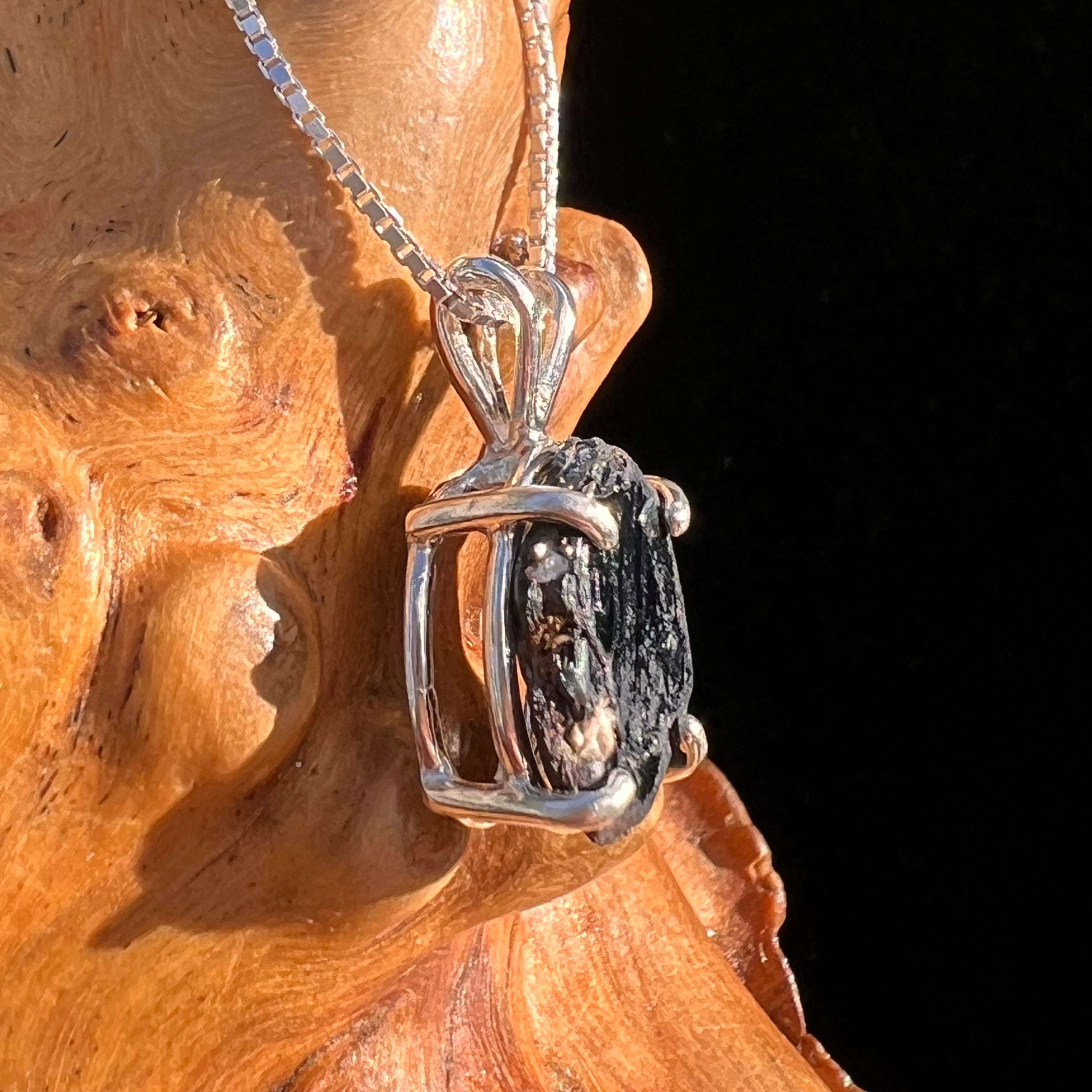 Rare Hematite Crystal Pendant Sterling Silver #7783-Moldavite Life