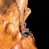 Raw Black Garnet Necklace Sterling Silver #8240-Moldavite Life