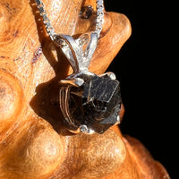 Raw Black Garnet Pendant Sterling Silver #8242-Moldavite Life