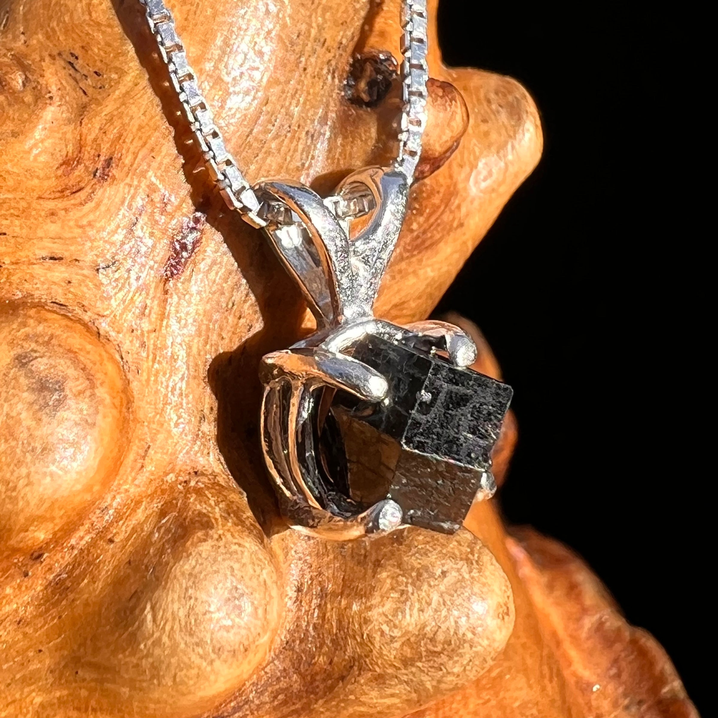 Raw Black Garnet Pendant Sterling Silver #8243-Moldavite Life