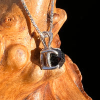 Raw Black Garnet Pendant Sterling Silver #8243-Moldavite Life
