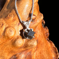 Raw Black Garnet Pendant Sterling Silver #8243-Moldavite Life