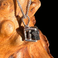 Raw Black Garnet Pendant Sterling Silver #8246-Moldavite Life