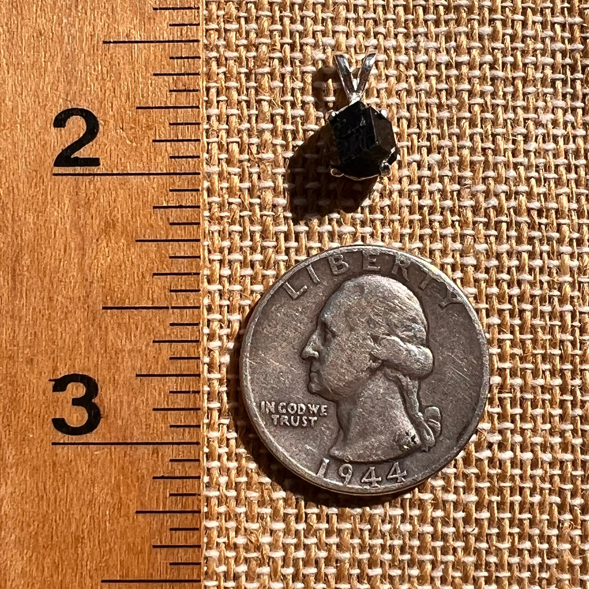 Raw Black Garnet Pendant Sterling Silver #8246-Moldavite Life