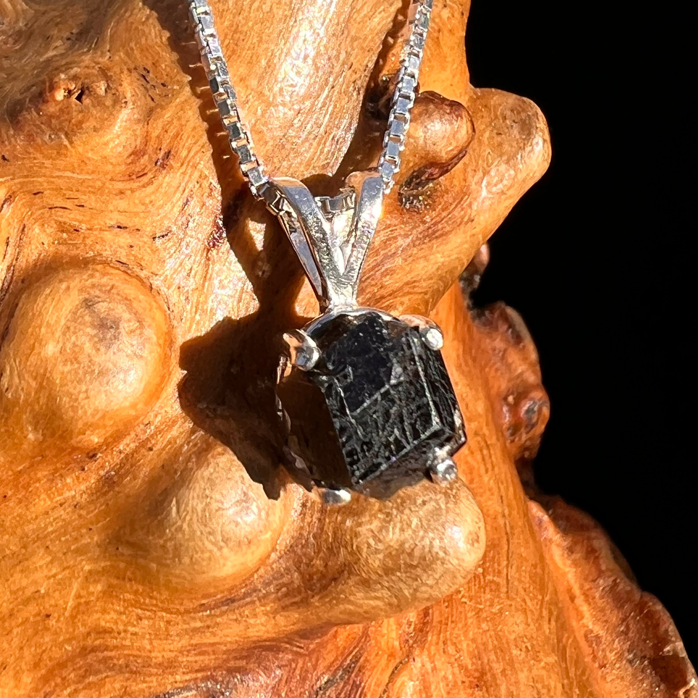 Raw Black Garnet Pendant Sterling Silver #8246-Moldavite Life