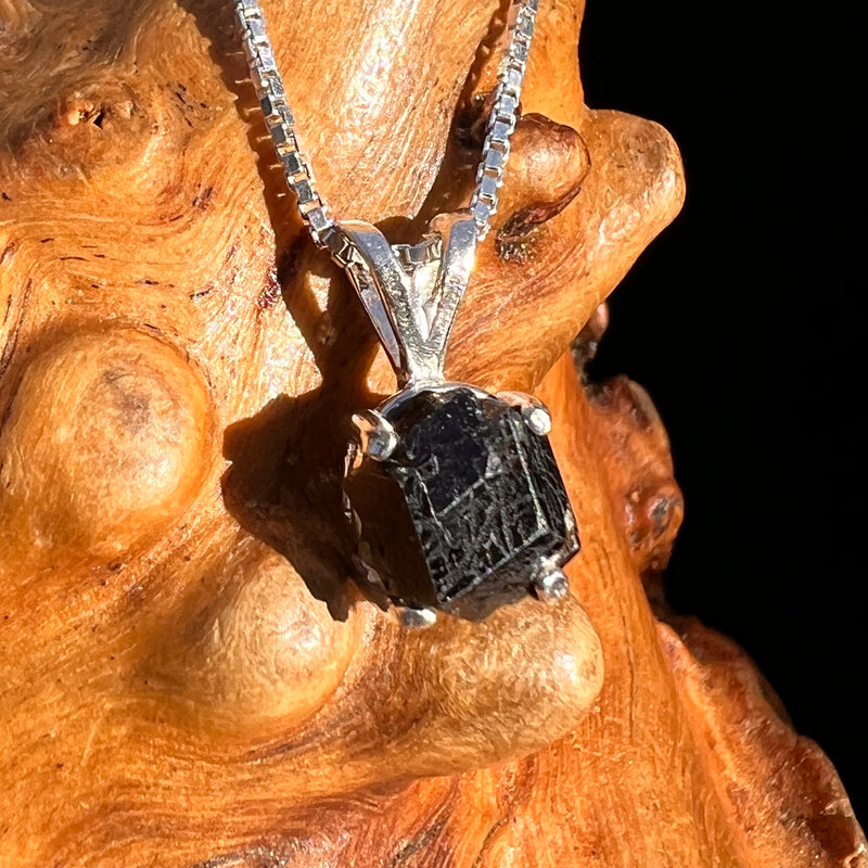 Raw Black Garnet Pendant Sterling Silver #8246-Moldavite Life