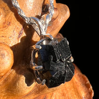 Raw Black Garnet Pendant Sterling Silver #8247-Moldavite Life