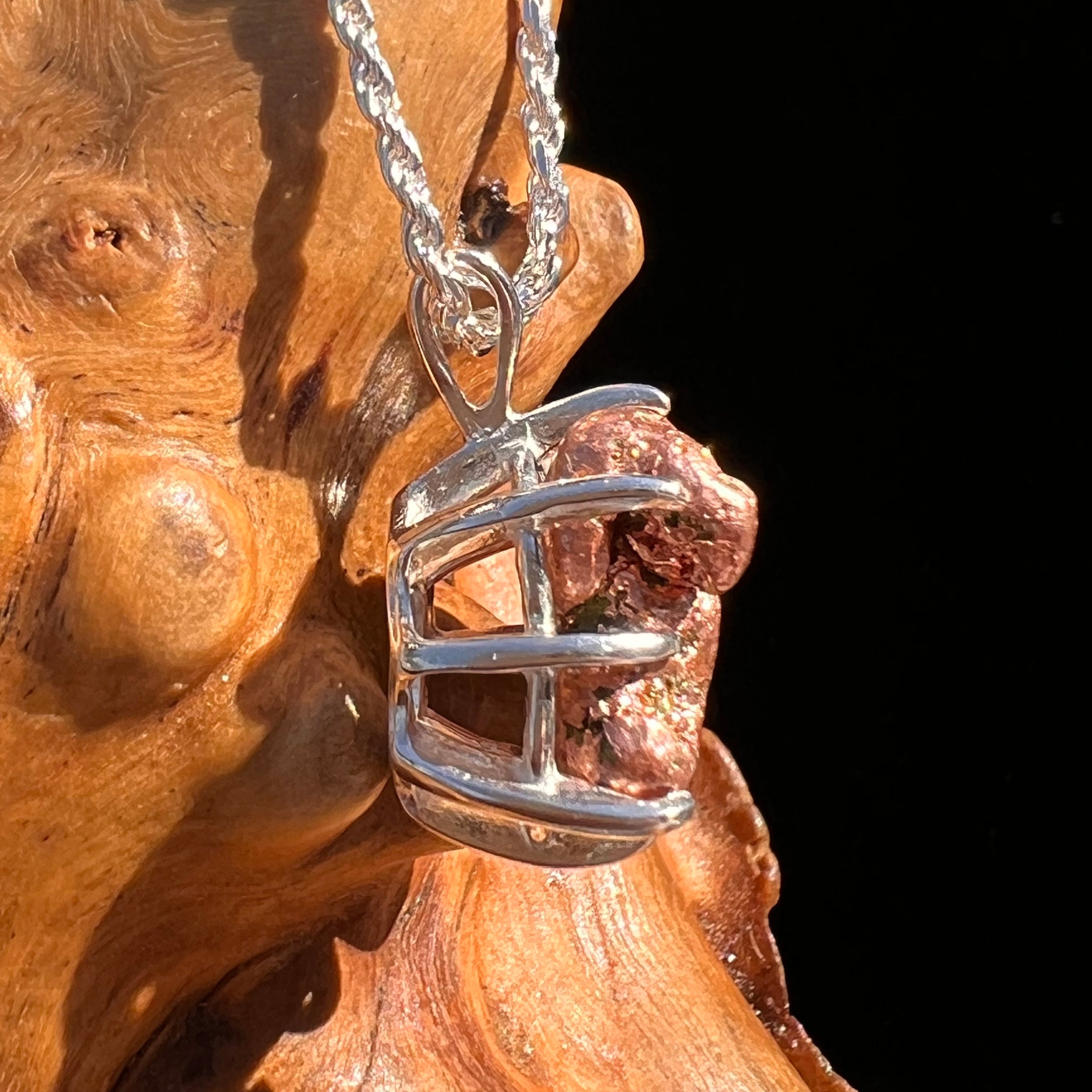 Raw Copper Nugget Pendant Sterling Silver #7753-Moldavite Life