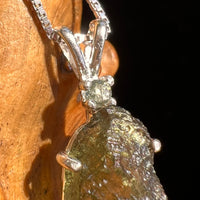 Raw & Faceted Moldavite Necklace Sterling Silver #5461-Moldavite Life