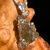 Raw & Faceted Moldavite Necklace Sterling Silver #5463-Moldavite Life